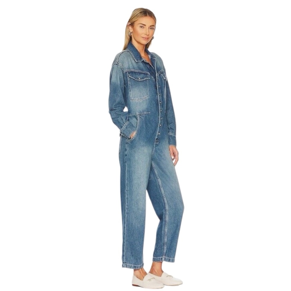 Free People Blue Denim Care FP Townes Coverall Jumpsuit